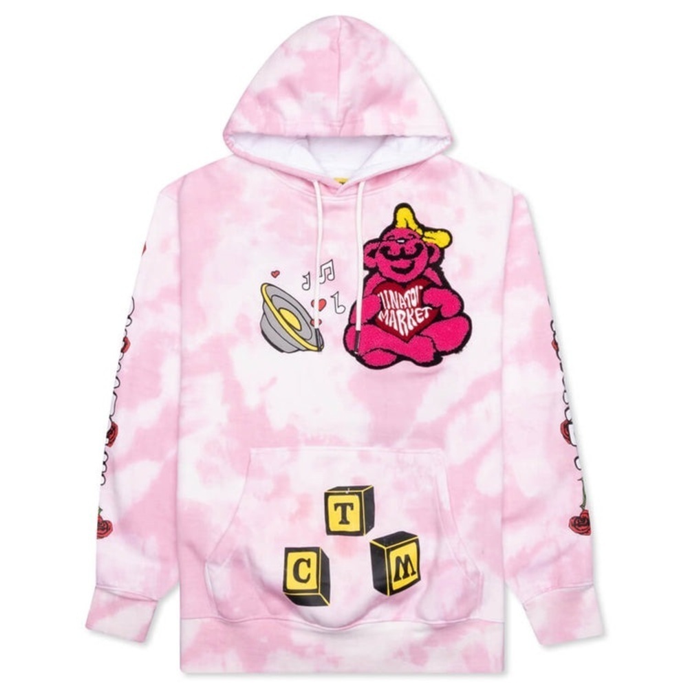 CHINATOWN MARKET CHINATOWN BE MINE HOODIE - PINK TIE DYE